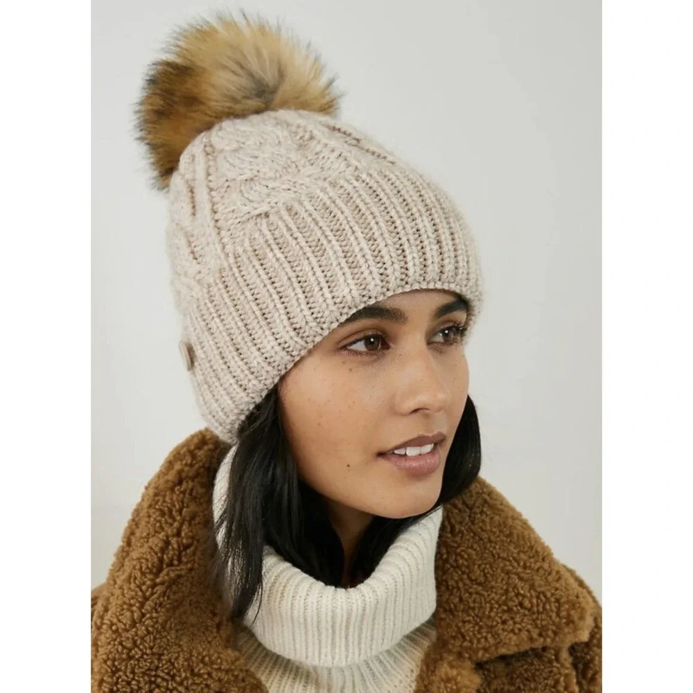 Anthropologie Norah Beanie + Reusable‎ Face Mask Set Beige